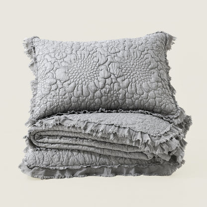 Stone Washed Floral Crinkle Microfiber Quilt Sets