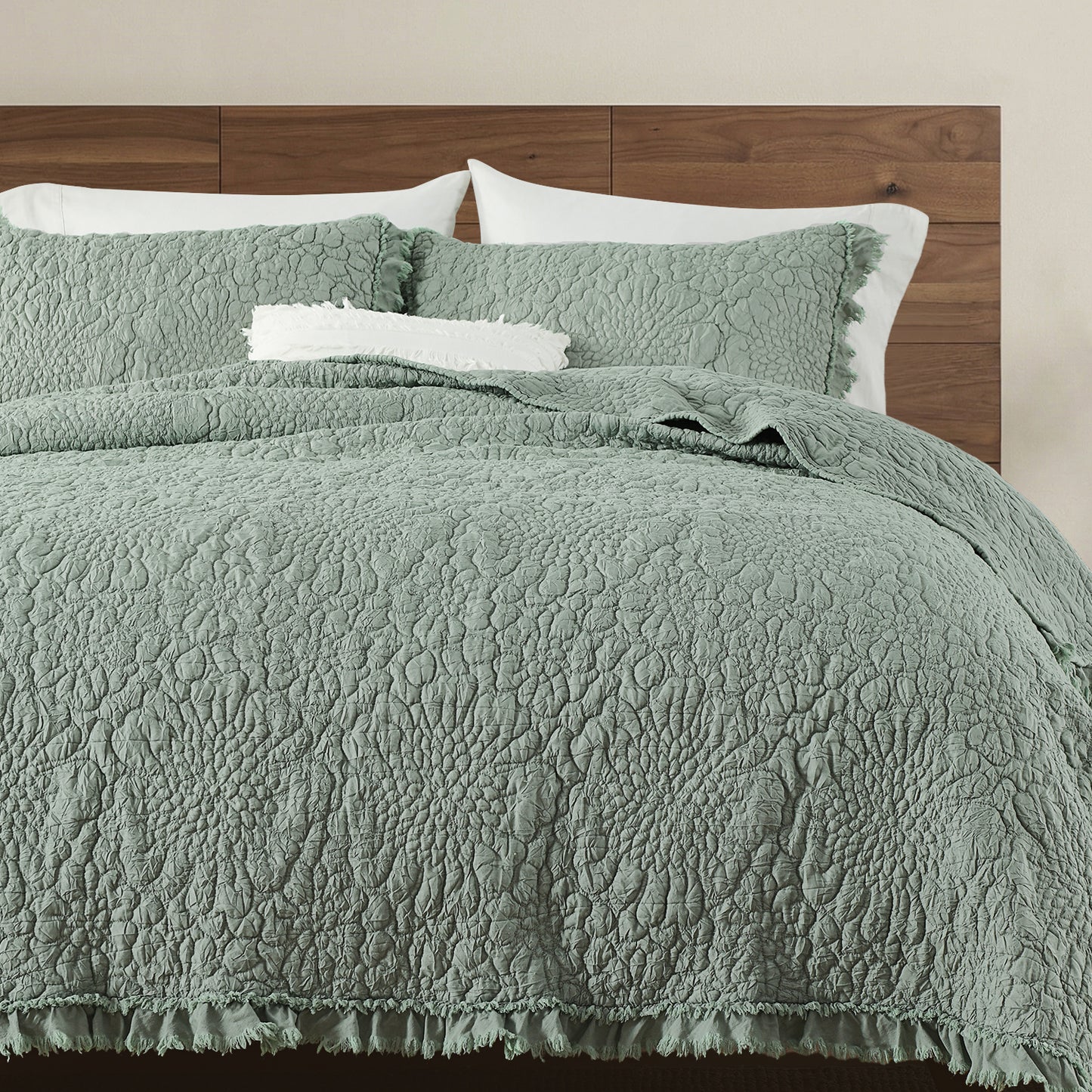 Stone Washed Floral Crinkle Microfiber Quilt Sets