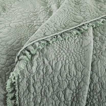 Stone Washed Floral Crinkle Microfiber Quilt Sets