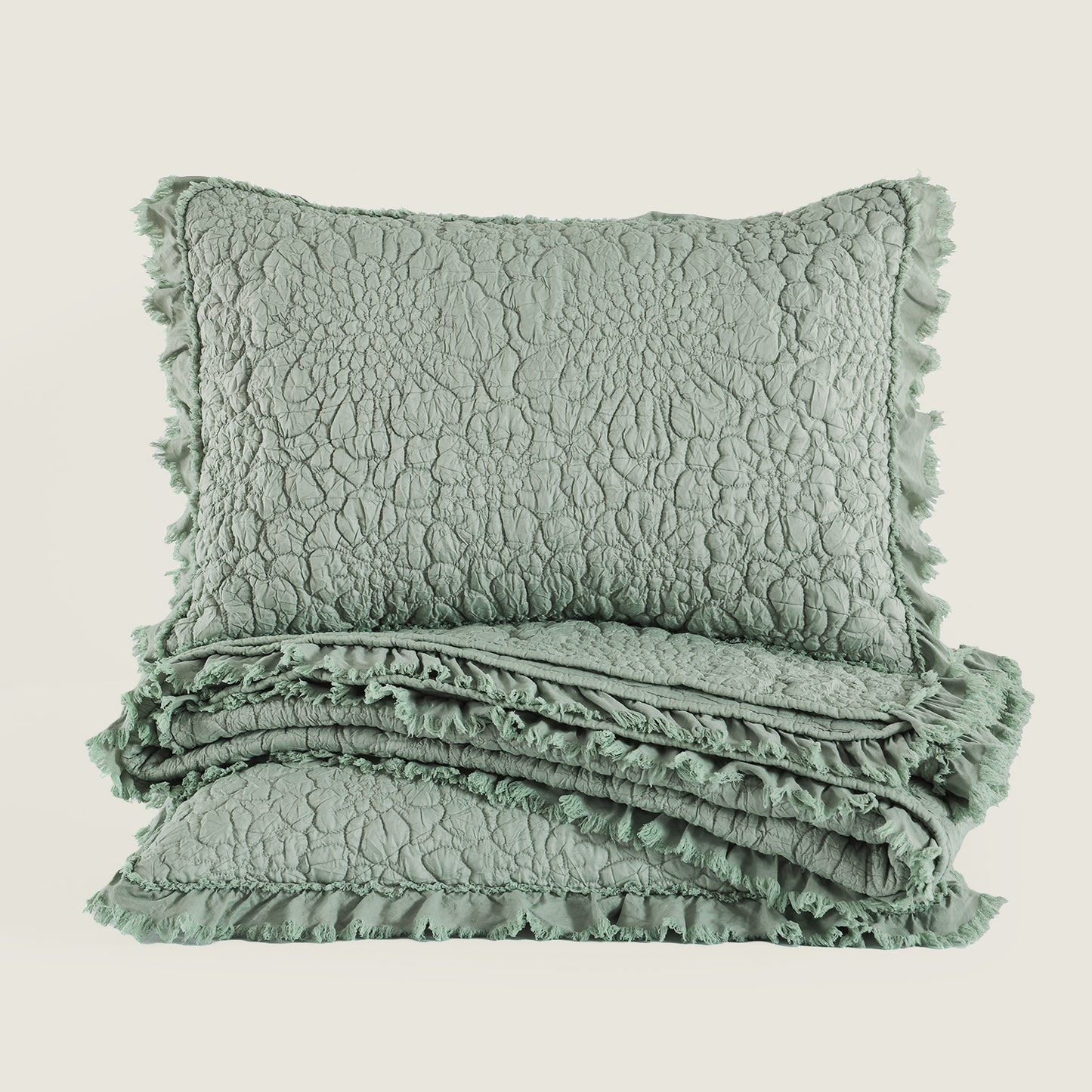 Stone Washed Floral Crinkle Microfiber Quilt Sets