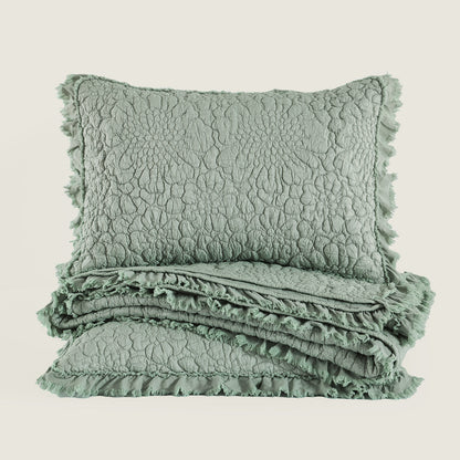 Stone Washed Floral Crinkle Microfiber Quilt Sets