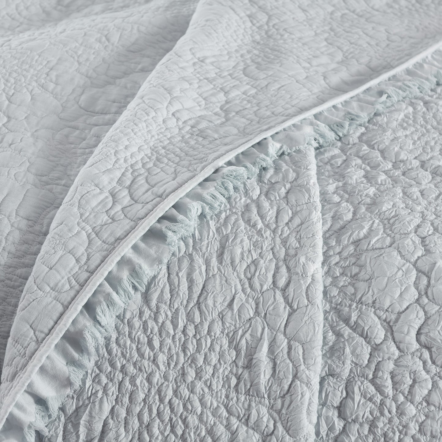 Stone Washed Floral Crinkle Microfiber Quilt Sets