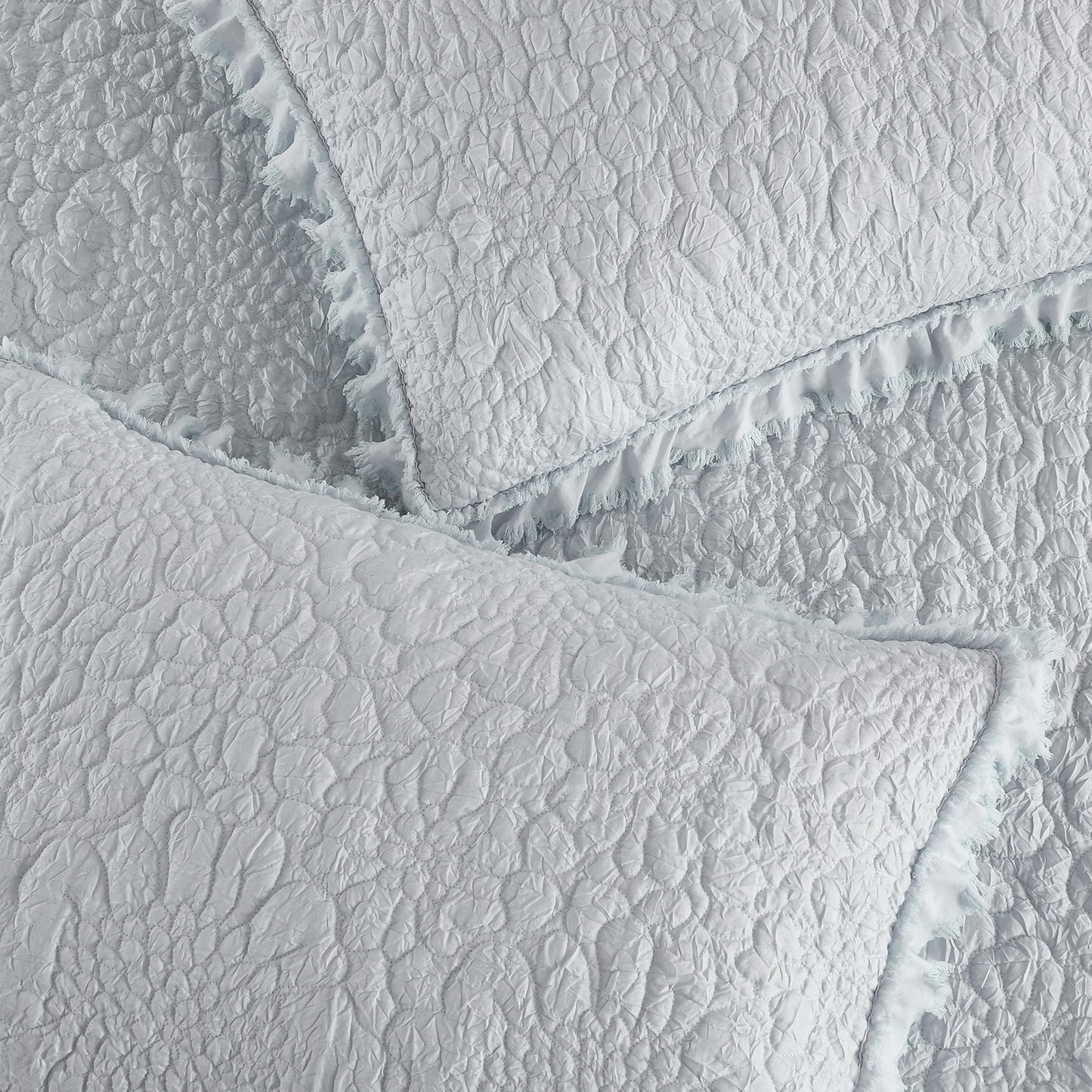 Stone Washed Floral Crinkle Microfiber Quilt Sets