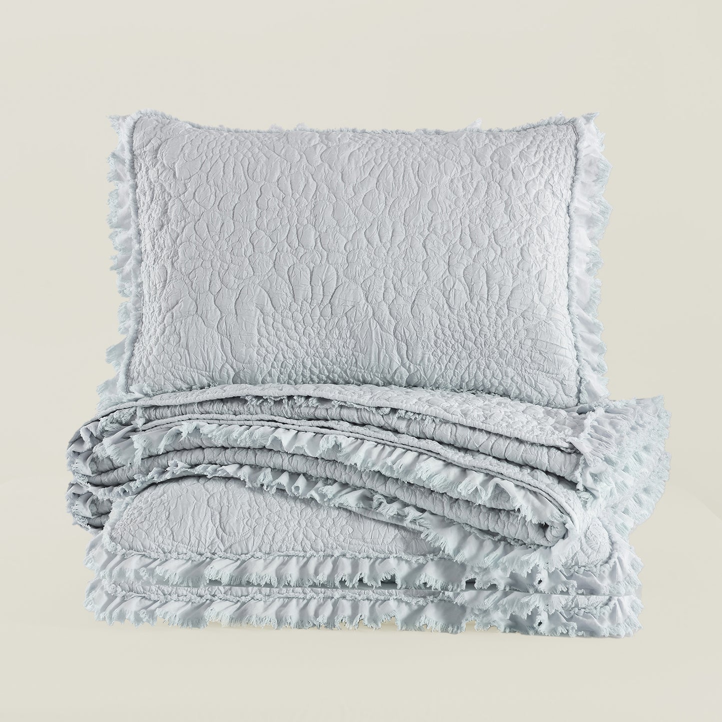 Stone Washed Floral Crinkle Microfiber Quilt Sets