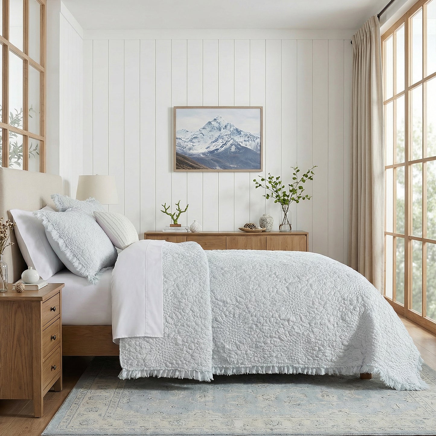 Stone Washed Floral Crinkle Microfiber Quilt Sets