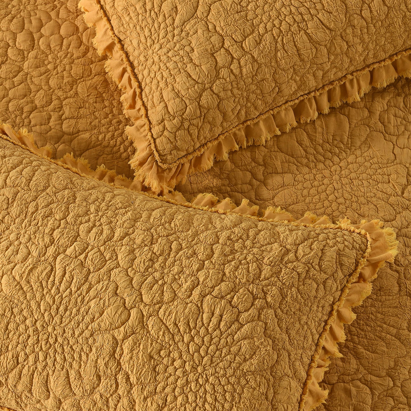 Stone Washed Floral Crinkle Microfiber Quilt Sets