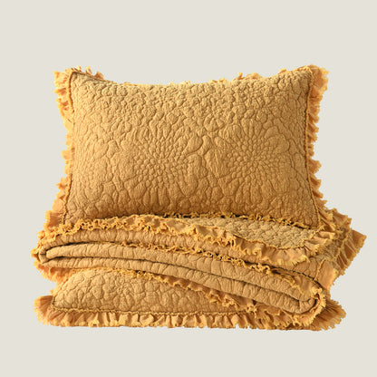 Stone Washed Floral Crinkle Microfiber Quilt Sets