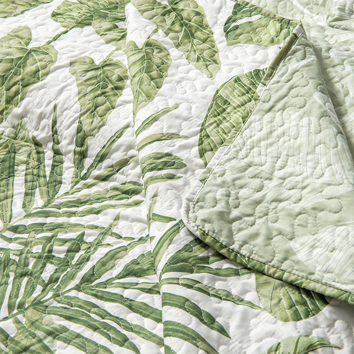 Printed leafy Quilt Set