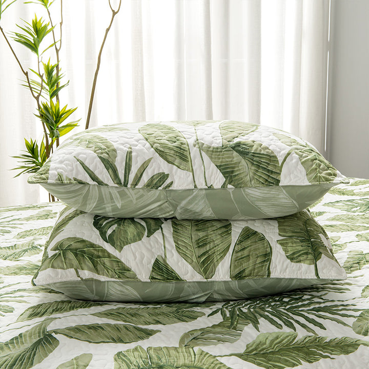 Printed leafy Quilt Set